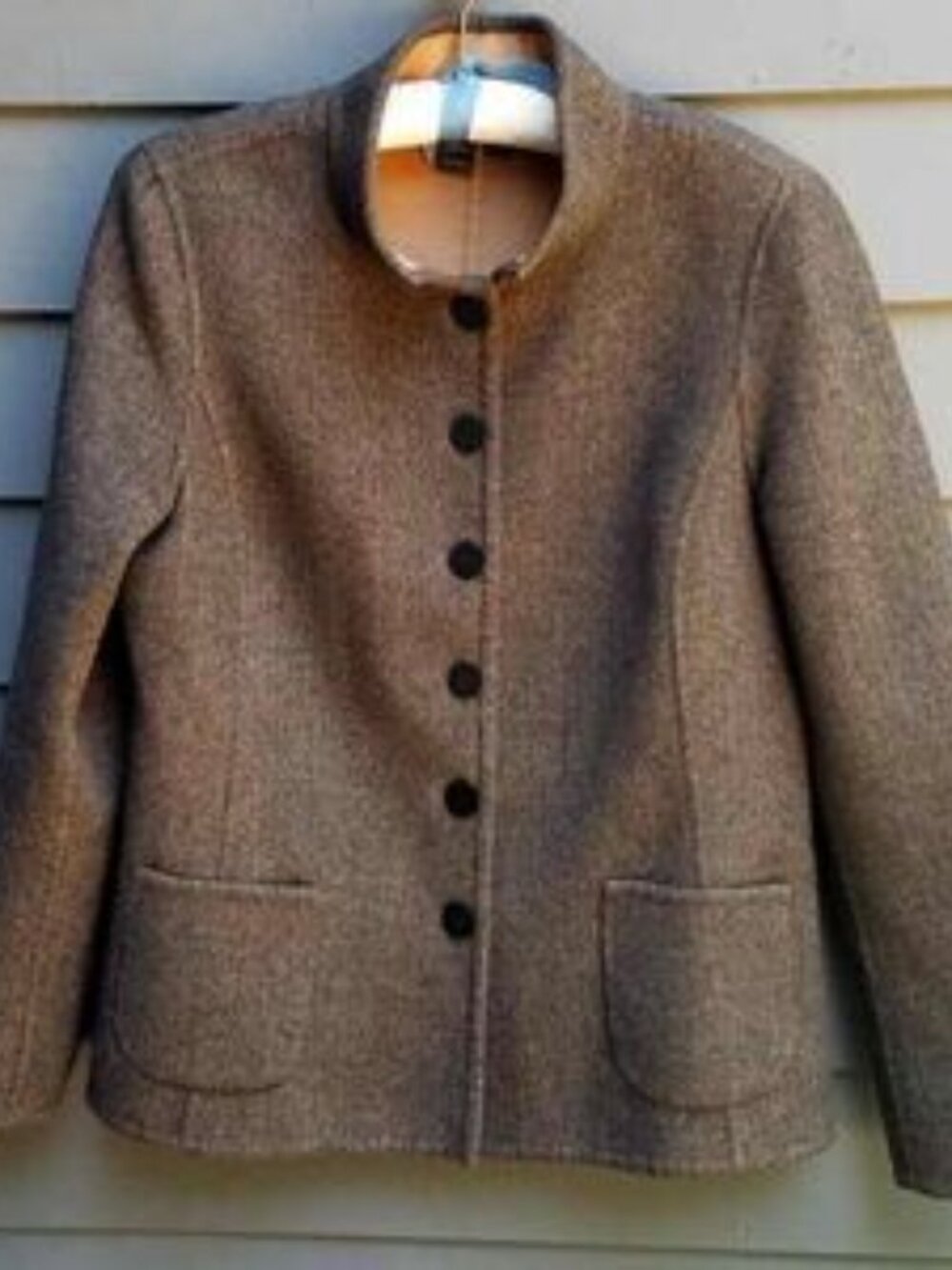 Nina McLemore 100% Wood Brown Herringbone Jacket Size 12